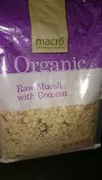 Mängden socker i organic raw muesli with coconut