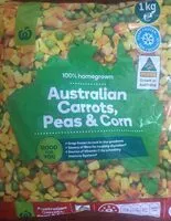 Mängden socker i Aust Carrots Peas and Corn