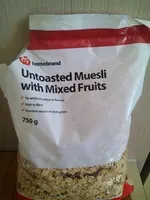 Mängden socker i untoasted muesli with mixed fruits
