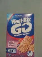Mängden socker i Sanitarium Weet-Bix Go Breakfast biscuits Wild Berry burst