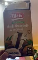 Mängden socker i Dark chocolate and coconut bars