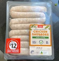 Mängden socker i Coles chicken sausages