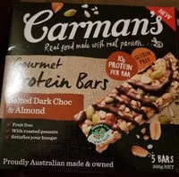 Mängden socker i Carman's Gourmet Protein Bars Salted Dark Choc & Almond