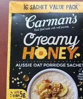 Mängden socker i Carmans creamy honey oat sachets