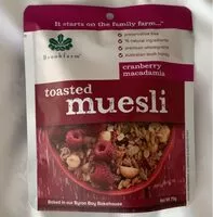 Mängden socker i Toasted muesli cranberry macadamia
