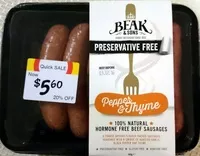 Beef sausages