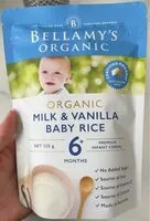 Mängden socker i Bellamy’s organic milk and vanilla baby rice