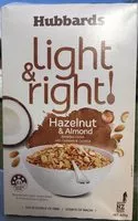 Mängden socker i Light & Right Cereal Hazelnut & Almond