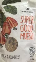 Mängden socker i Ceres Organics Super Good Muesli Cashew & Cranberry