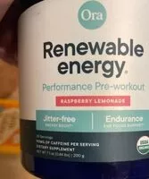 Mängden socker i Renewable energy, performance pre-workout, raspberry lemonade
