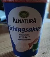 Mängden socker i Alnatura Schlagsahne