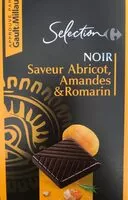 Mängden socker i Chocolat noir saveur abricot, amandes et romarin