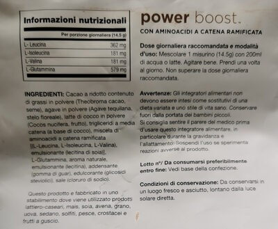 Socker och näringsämnen i Power boost