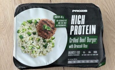 Beef burguer with brocolli rice