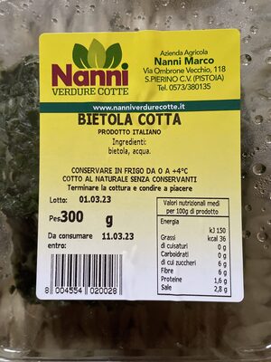 Socker och näringsämnen i Nanni verdure cotte